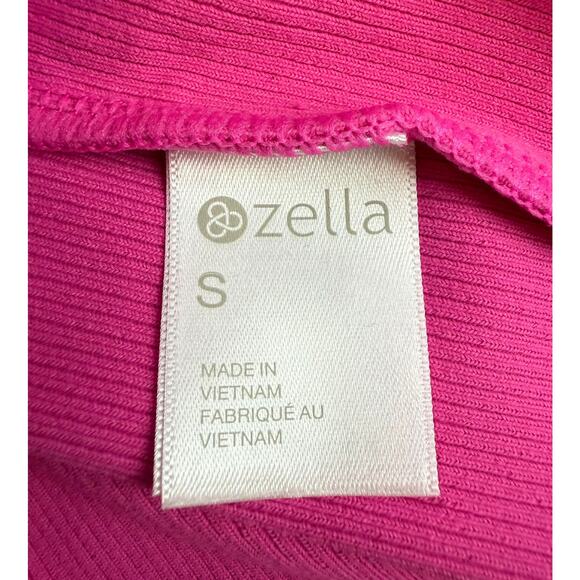 NWT Zella Women's Small Hot Pink Ribbed Crop Top Tank Sleeveless Athleisure - Picture 4 of 5